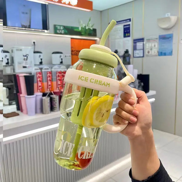 Trendy Oversized Tumbler - 32oz Summer Cup with Straw & Leakproof Lid - Cute Lucky Print Design for Travel, Beach & Outdoor Adventures