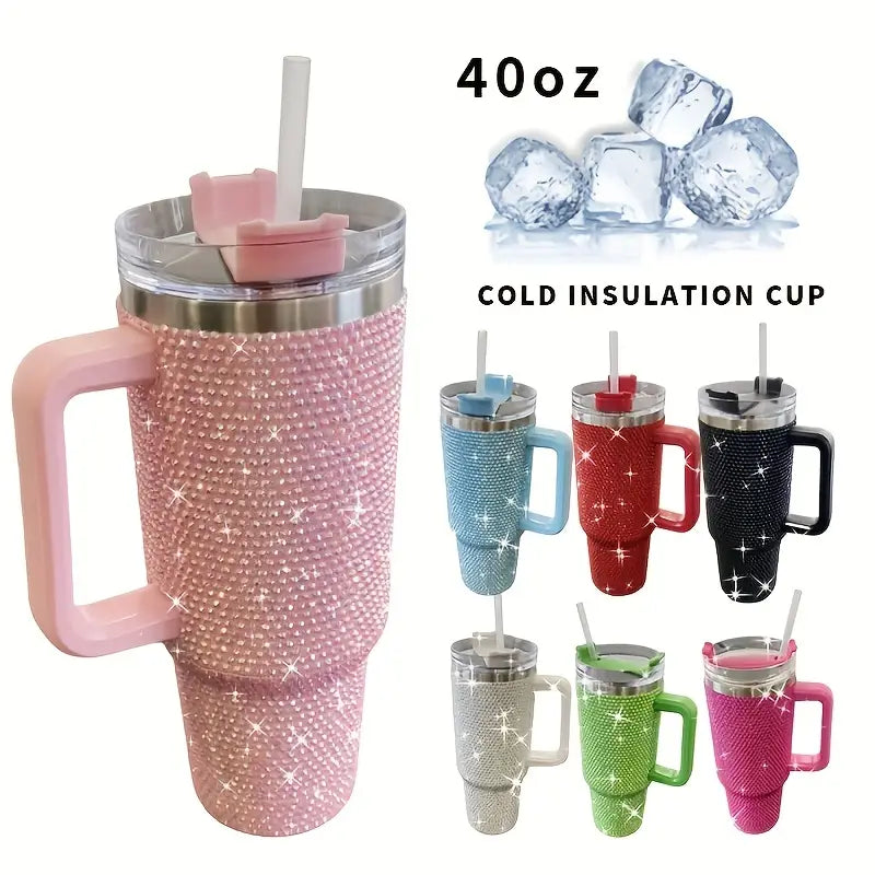"40 Oz Studded Tumbler Lid & Straw Insulated Stainless Steel"