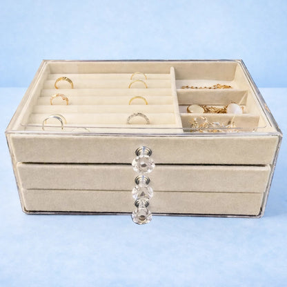 Premium Jewelry Organizer Box 3 Layer Drawer Storage
