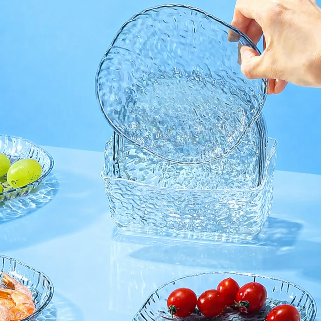Textured Glass Serving & Storage Bowl Set.