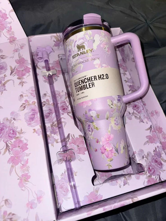 The Stanley X LoveShackFancy Holiday Quencher |40 Oz| Happy Thoughts(Imported Premium Quality)