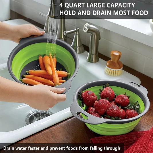 Collapsible Silicone Colander Bowl (4 Quart Capacity)