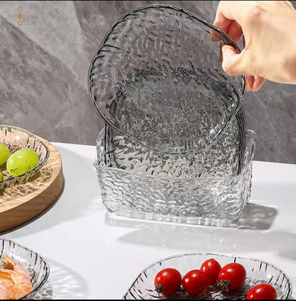 Textured Glass Serving & Storage Bowl Set.