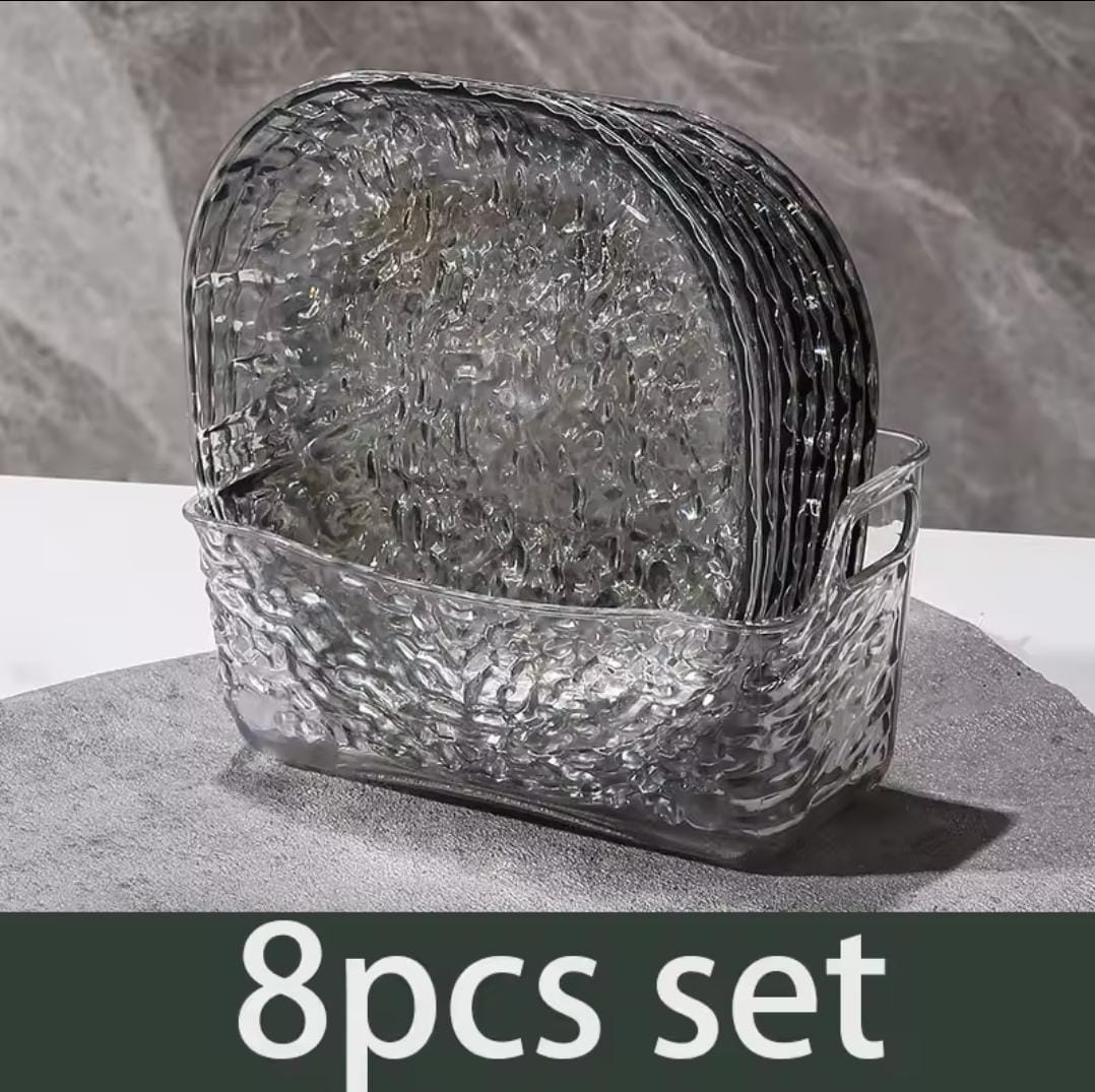 Textured Glass Serving & Storage Bowl Set.