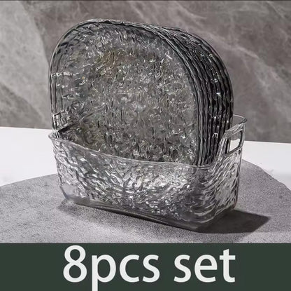 Textured Glass Serving & Storage Bowl Set.