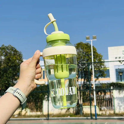 Trendy Oversized Tumbler - 32oz Summer Cup with Straw & Leakproof Lid - Cute Lucky Print Design for Travel, Beach & Outdoor Adventures