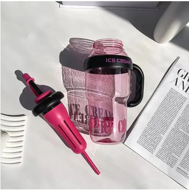 Trendy Oversized Tumbler - 32oz Summer Cup with Straw & Leakproof Lid - Cute Lucky Print Design for Travel, Beach & Outdoor Adventures