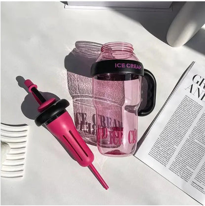 Trendy Oversized Tumbler - 32oz Summer Cup with Straw & Leakproof Lid - Cute Lucky Print Design for Travel, Beach & Outdoor Adventures